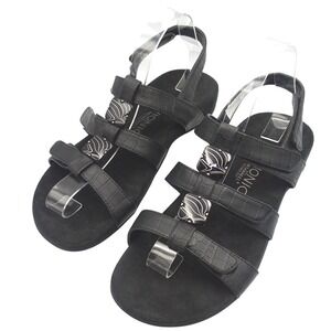 Vionic "44 Amber" Strappy Sandals Women's Size 8 Black Leather Comfort Open Toe‎